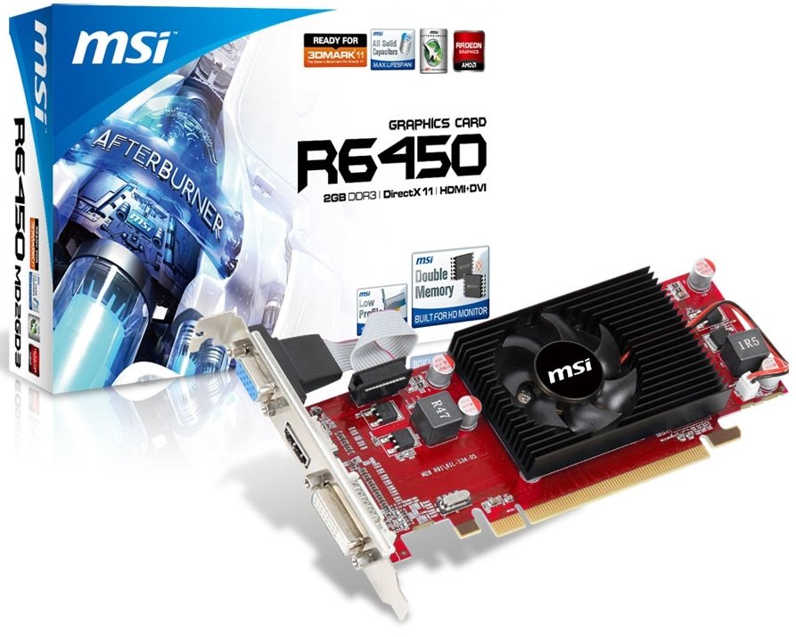 Видеокарта MSI PCI-E Radeon HD6450 2GB DDR3 (R6450-MD2GD3/LP