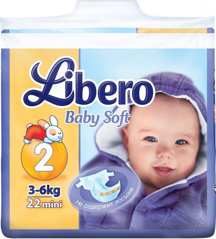 Libero бэбисофт ecotech мини (3-6кг) (маленькая упаковка). подгузники 22шт размер 2 (7322540160123)