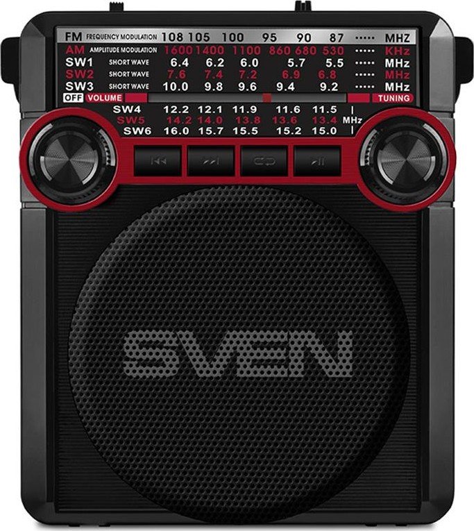 Радио Sven SRP-355 Black/Red купить | ELMIR - цена, отзывы, характеристики