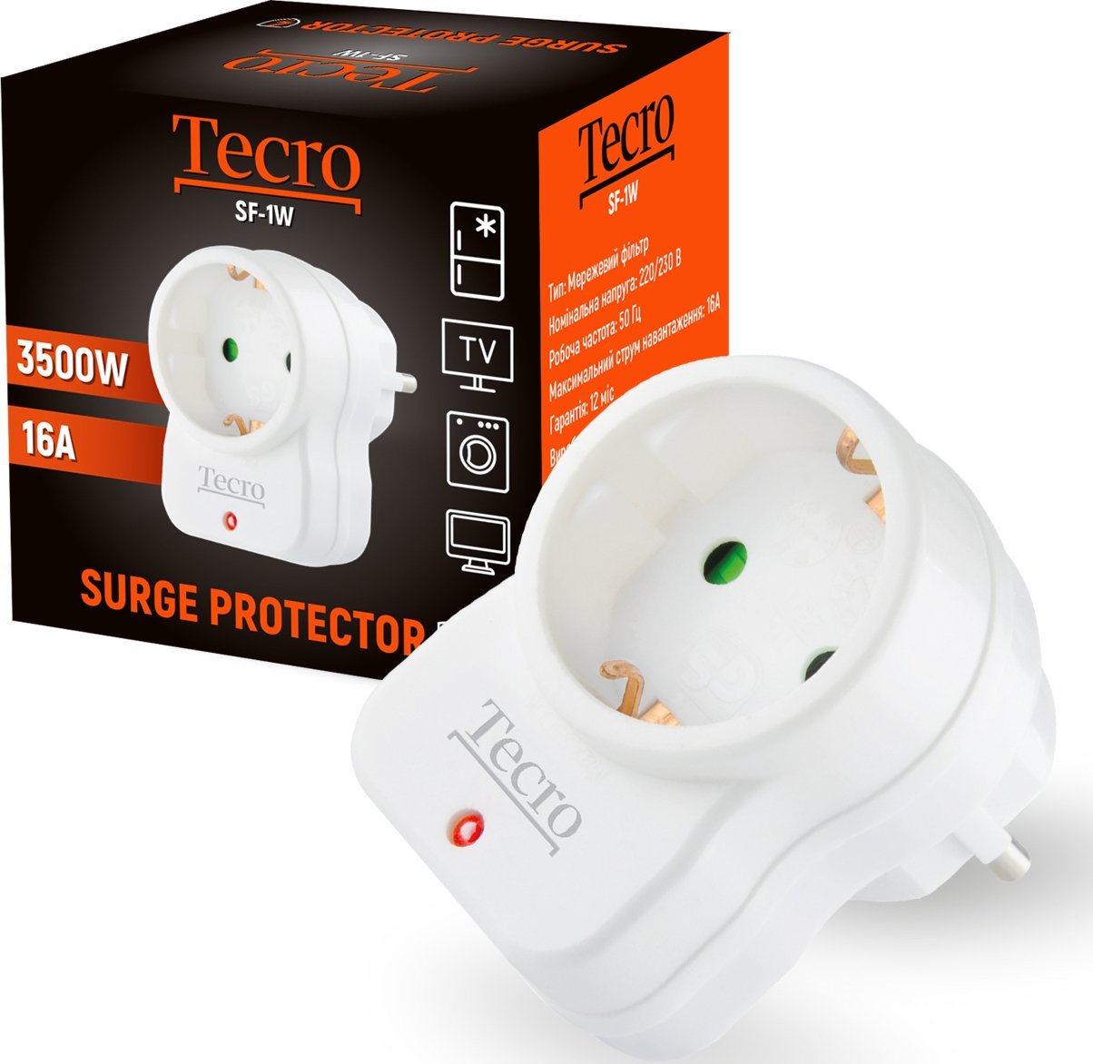 Сетевой фильтр Tecro SF-1W купить | ELMIR - цена, отзывы, характеристики