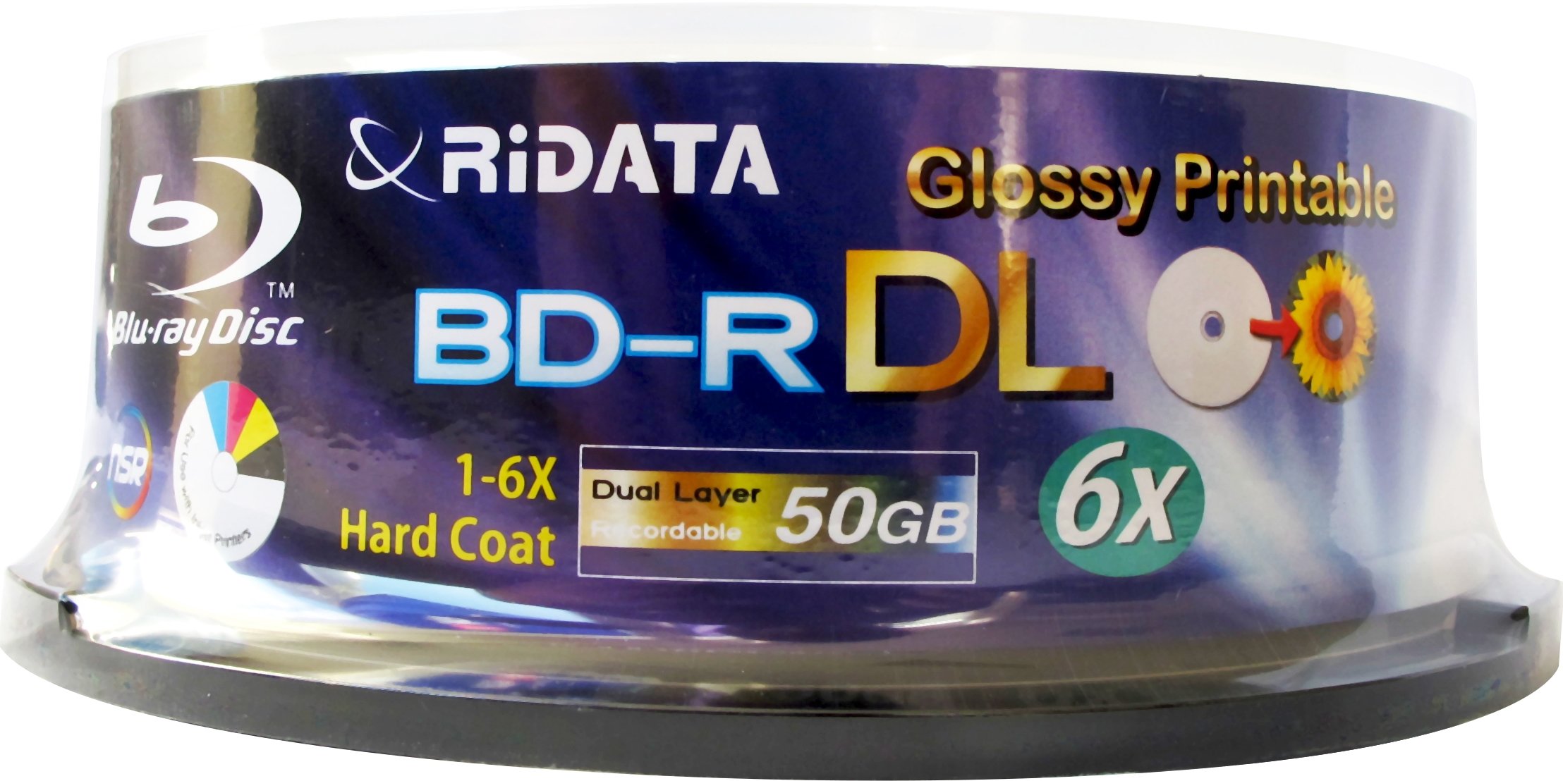 BD-R DL Ridata 50Gb 6x Printable Fullface (15 Pack Cakebox ...