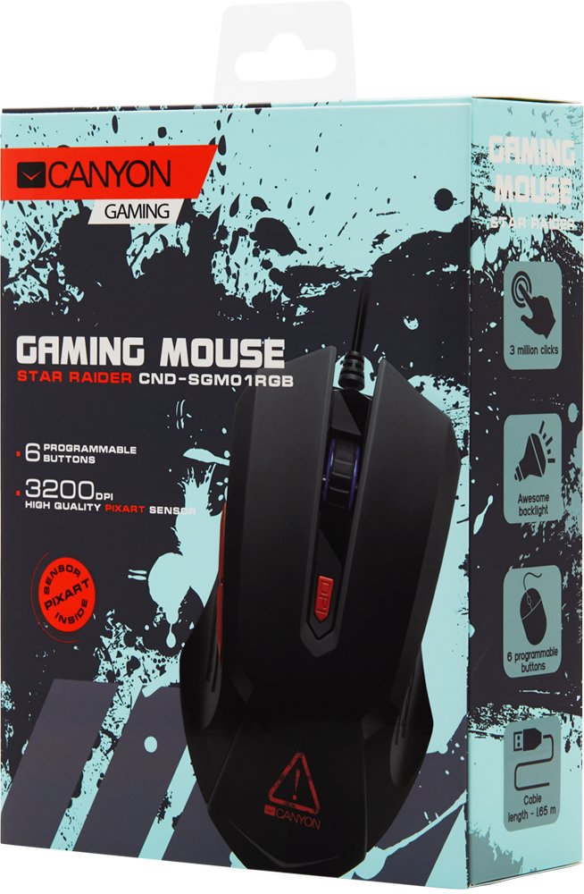 Мышь Canyon CND-SGM01RGB Star Raider Black USB купить | ELMIR - цена ...
