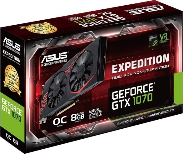 Видеокарта Asus PCI-E GeForce GTX1070 8GB DDR5 (EX-GTX1070-O8G