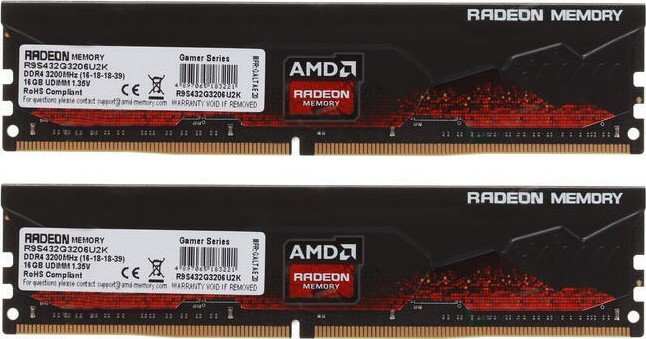 Модуль памяти AMD DDR4 32GB 2x16GB 3200MHz Radeon R9 (R9S432G3206U2K ...