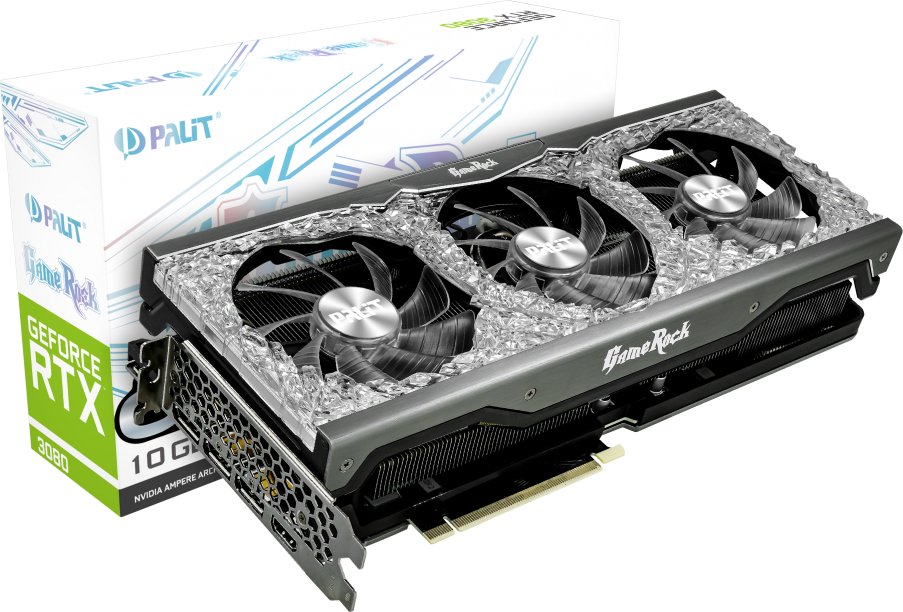 Видеокарта Palit PCI-E GeForce RTX3080 10GB DDR6X GameRock OC ...