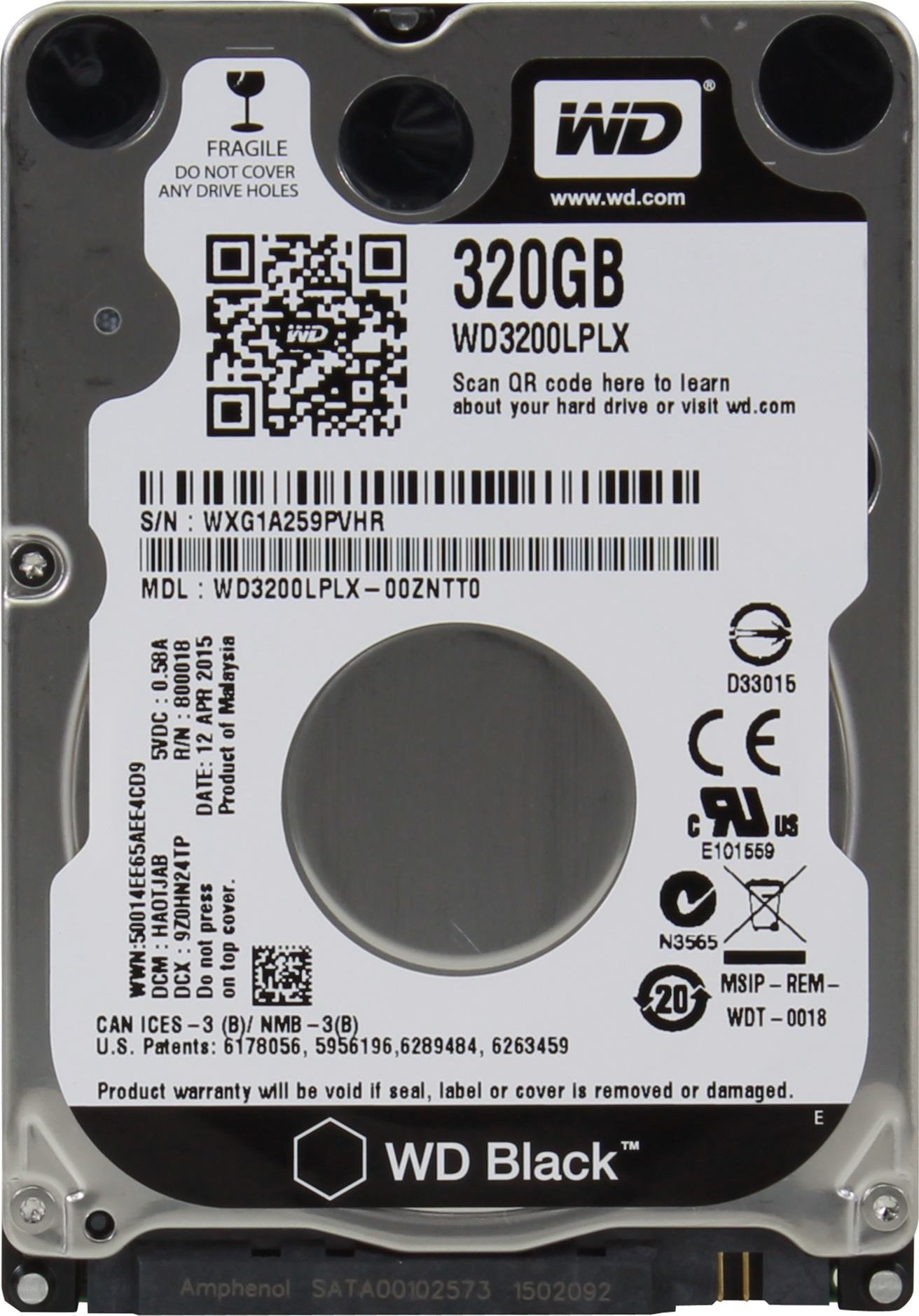 Жесткий диск 2.5" SATA 320GB WD Black (WD3200LPLX) Refurbished купить ...