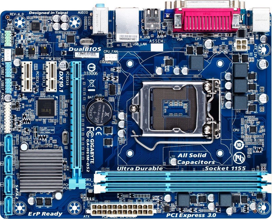 Материнская плата s-1155 H61 GigaByte GA-H61M-DS2 R3.0 mATX купить ...