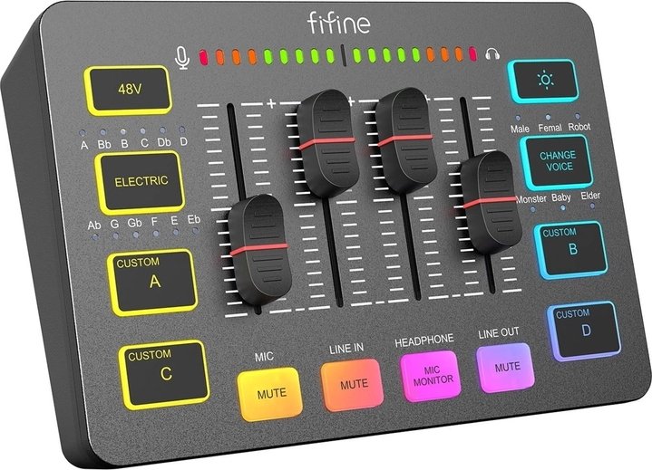 Мікшер FIFINE Sound Card SC3 RGB Black купити | ELMIR - ціна