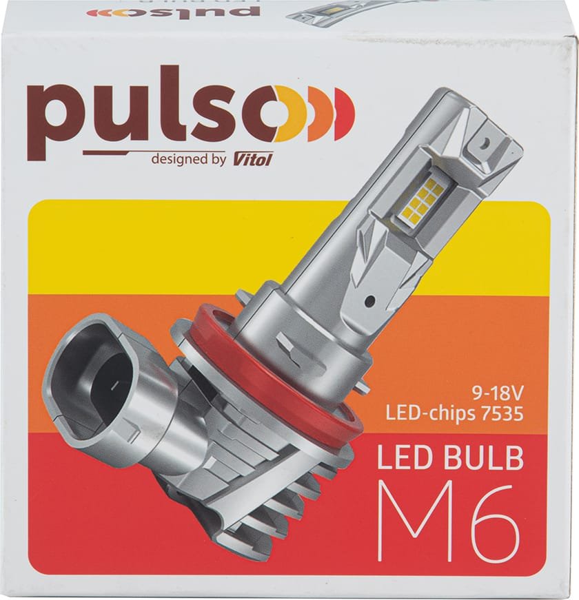 Автолампа Pulso LED M6-H4/LED-chips 7535/9-18v/2x28w/6000Lm/6500K ...