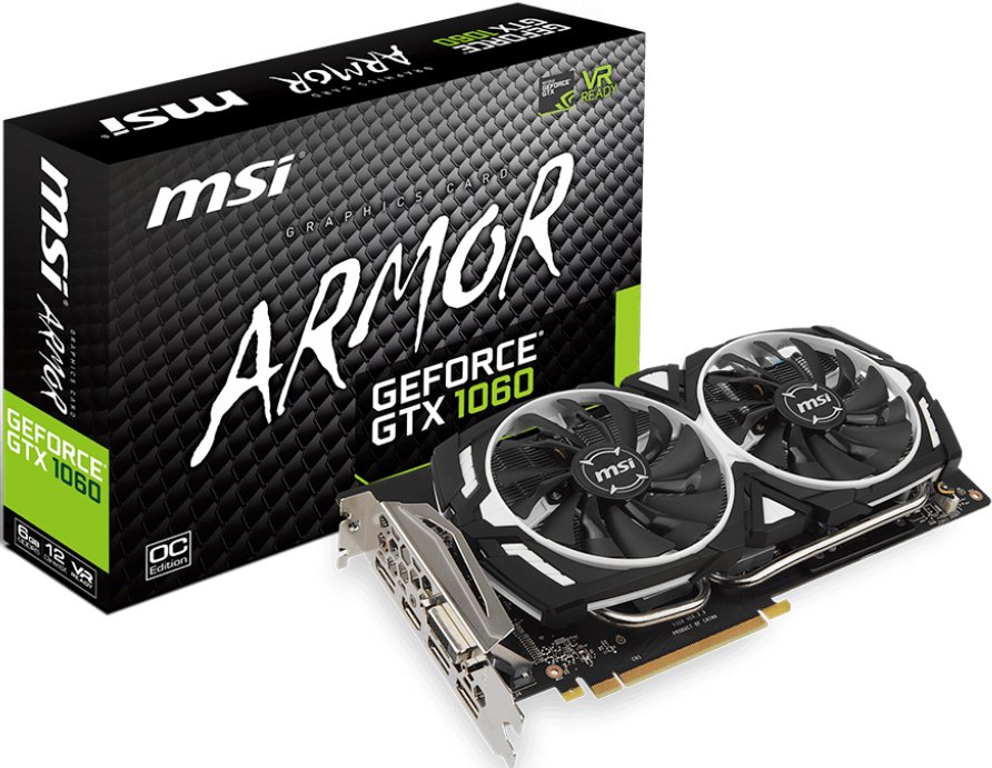 Видеокарта MSI PCI-E GeForce GTX1060 6GB DDR5 (GTX 1060 ARMOR 6G