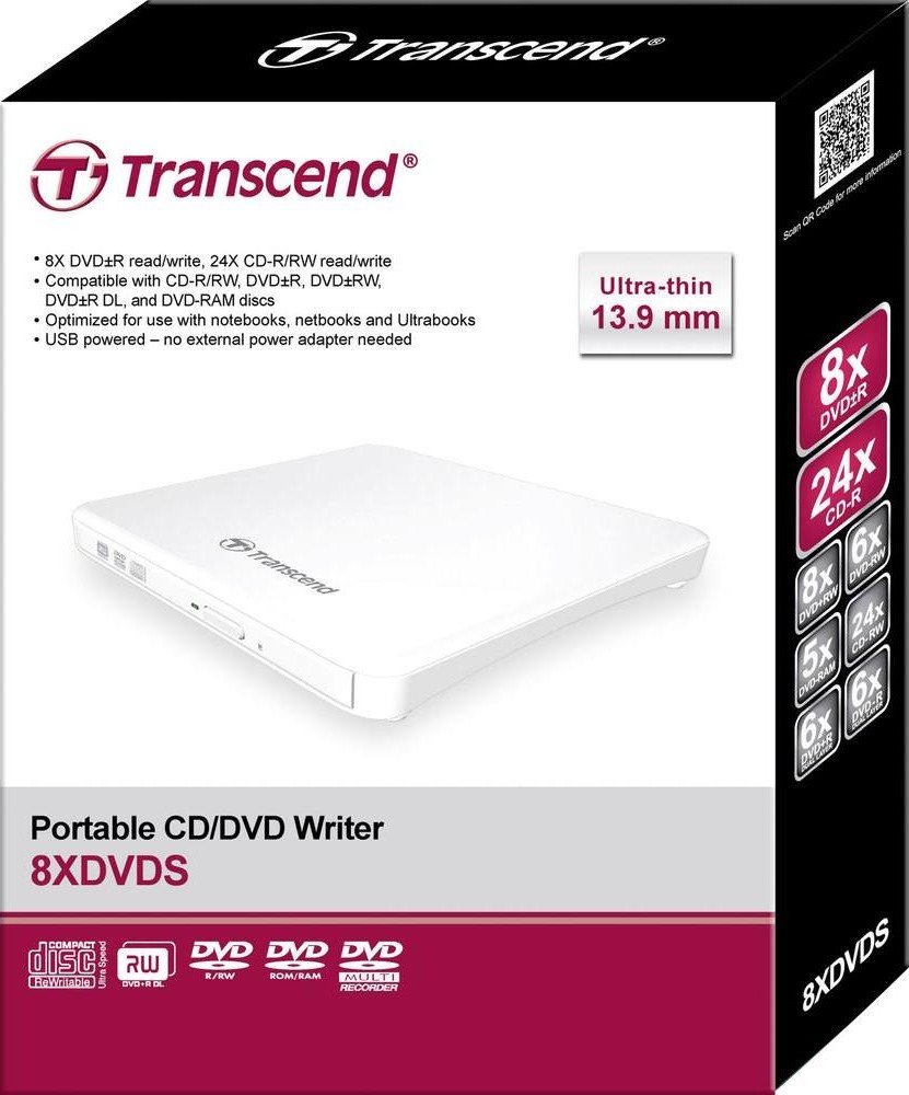 Внешний привод DVD-RW Transcend Slim White (TS8XDVDS-W) купить | ELMIR ...