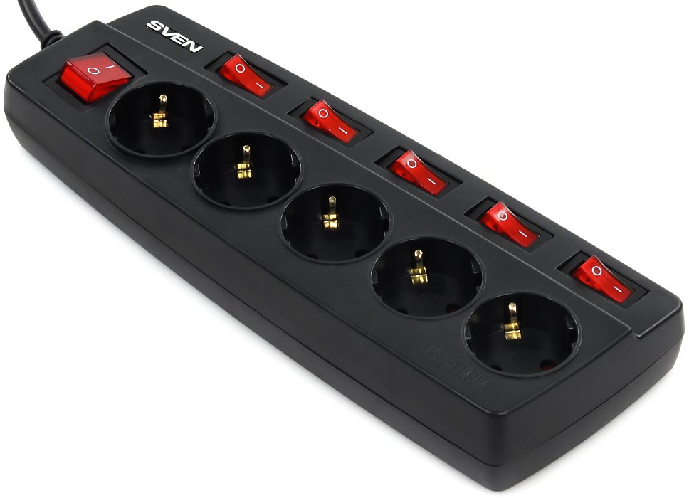 Сетевой фильтр Sven Platinum 5 м, 5 розеток купить | ELMIR - цена ...